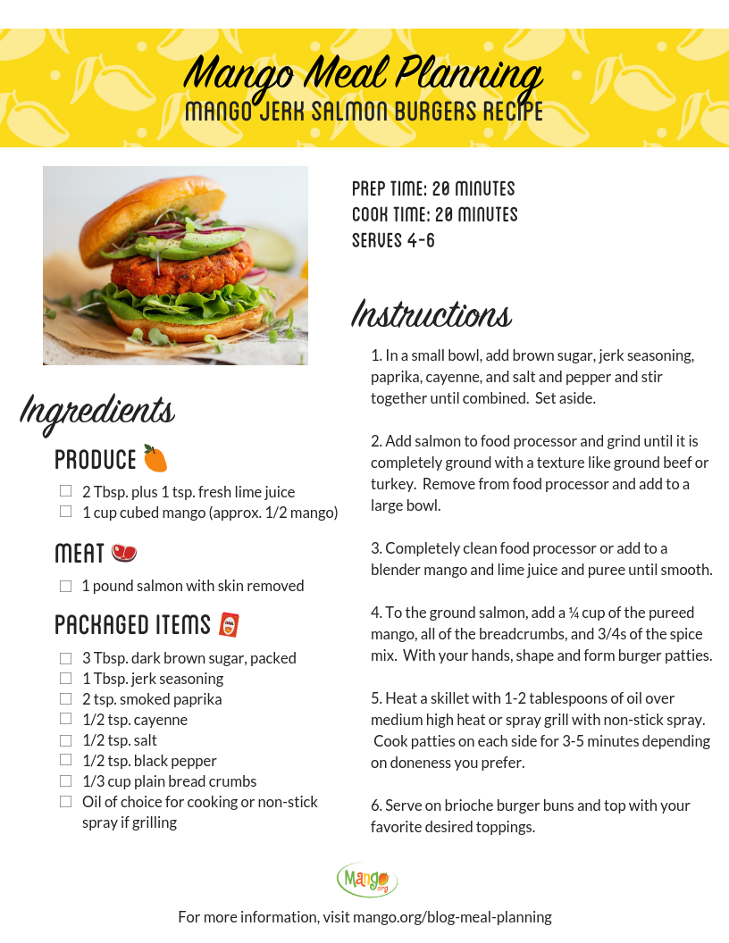 Receta de hamburguesas de mango y salmón Jerk