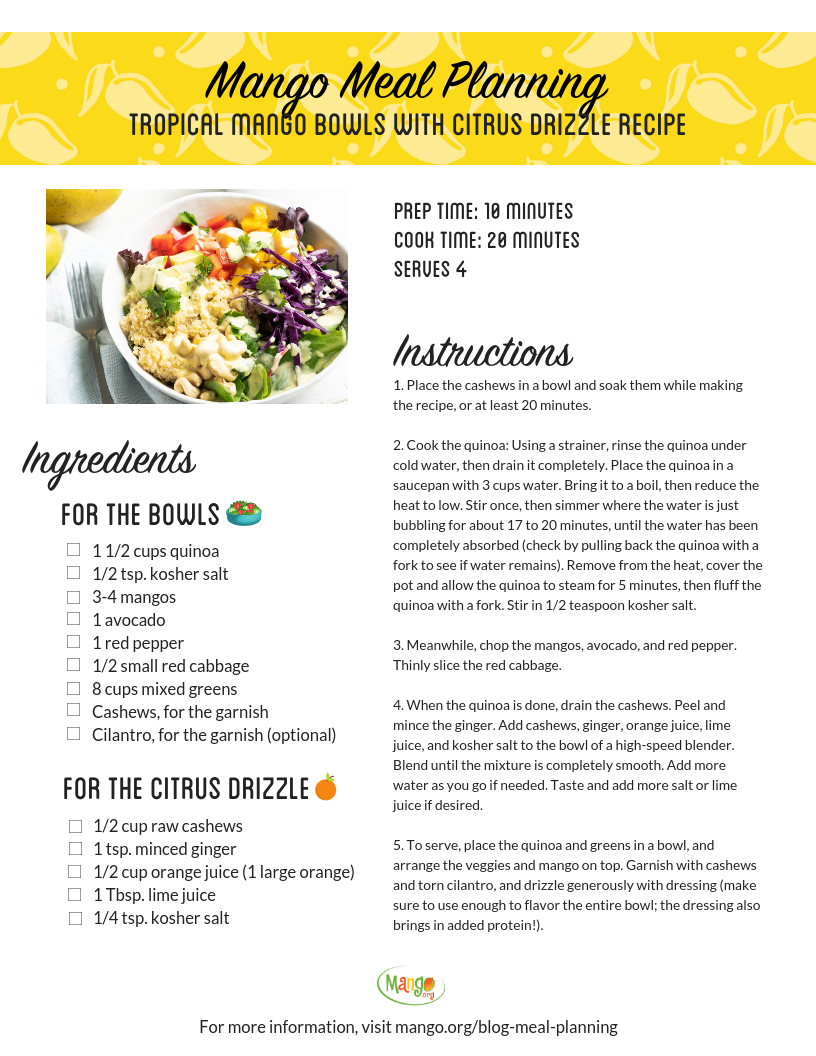 Receta de tazones de mango tropical