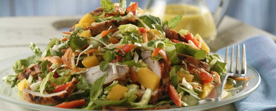 Thai Pork and Mango Salad with Mango-Mint Dressing