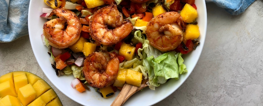 Mango & Black Rice Salad with Chipotle Shrimp Teaser