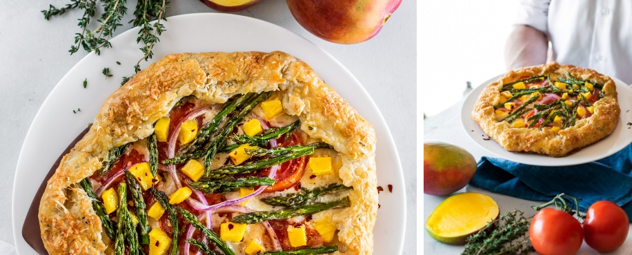 Galette Primavera con Espárragos, Gruyère y Cabecera de Mango